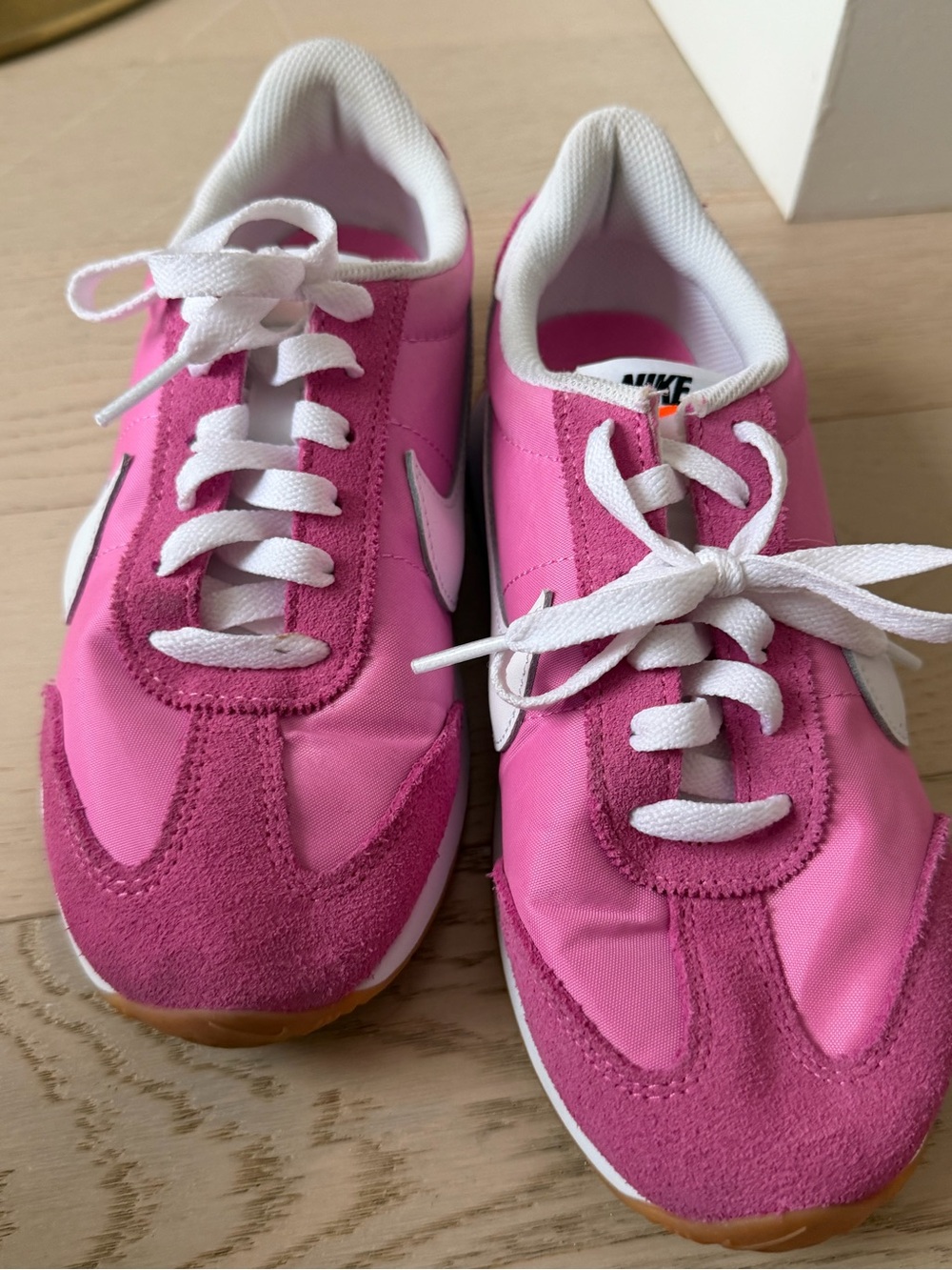 Nike Kids Pink Retro Runner Sneakers with White Swoosh